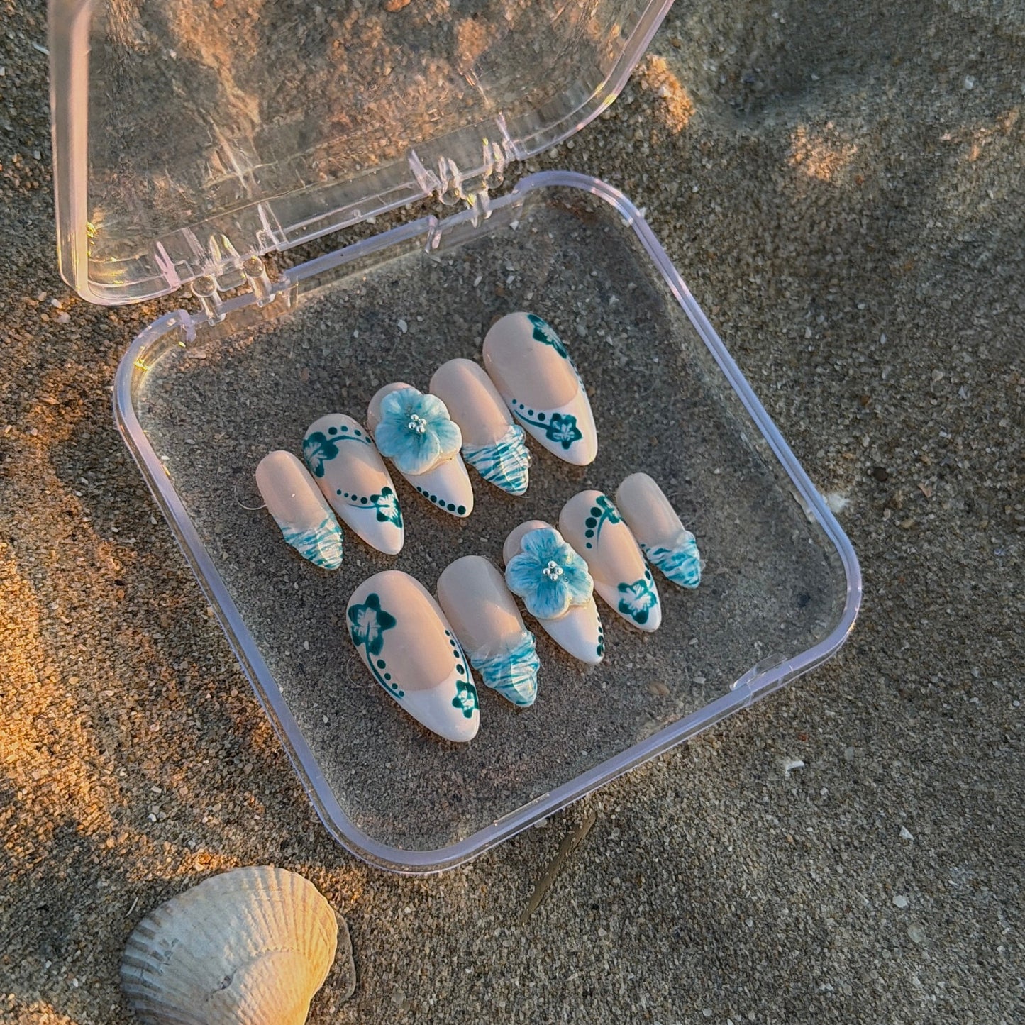 OCEAN HIBISCUS - Press  on nails